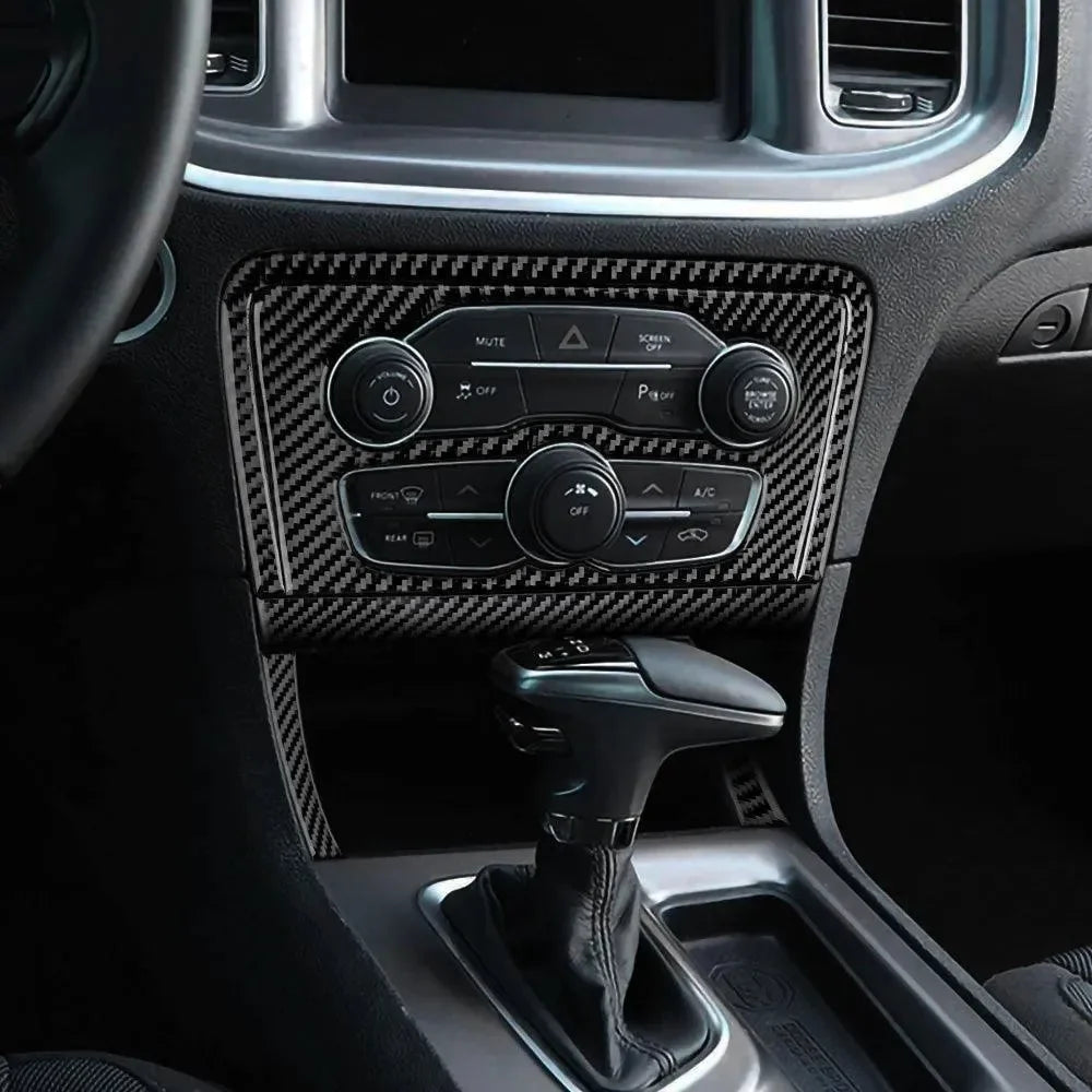 Dodge Charger 2015-2023 Carbon Fiber Multimedia Radio Button Trim Overlay