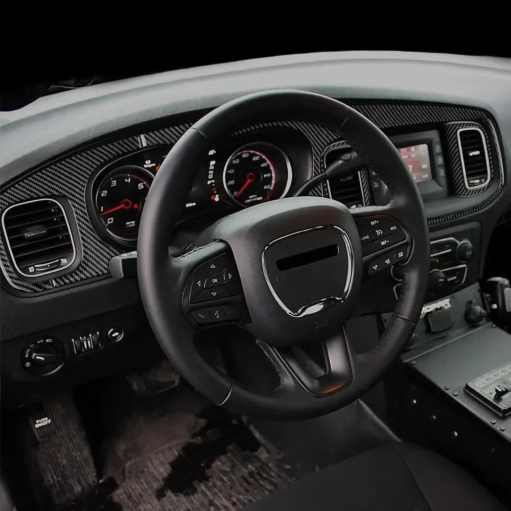 Dodge Charger 2015-2023 Real Carbon Fiber Full Dash Trim Kit Overlay