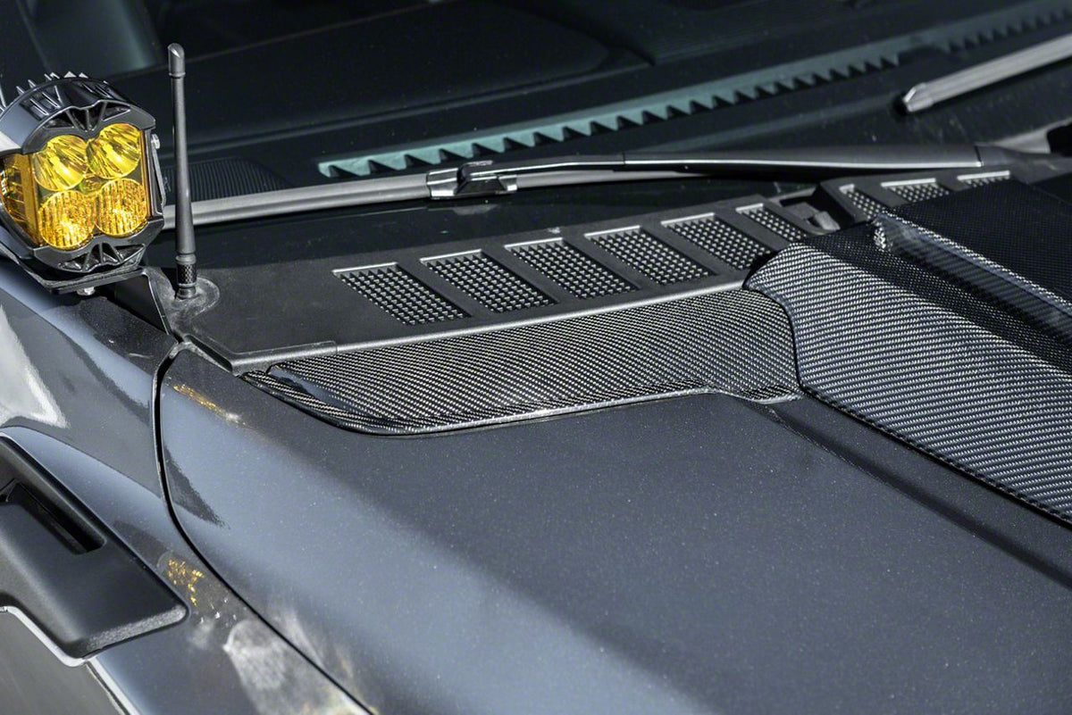 Raptor R Style Hood Vent Side Trim Bezels; Carbon Fiber (21-26 F-150 Raptor)