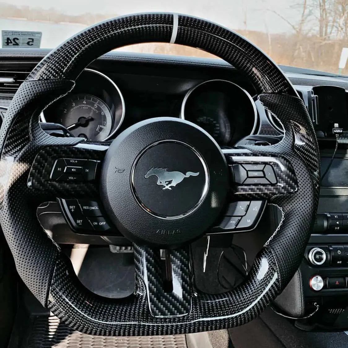 2015-23 Ford Mustang Carbon Fiber Steering Wheel (Custom Order)