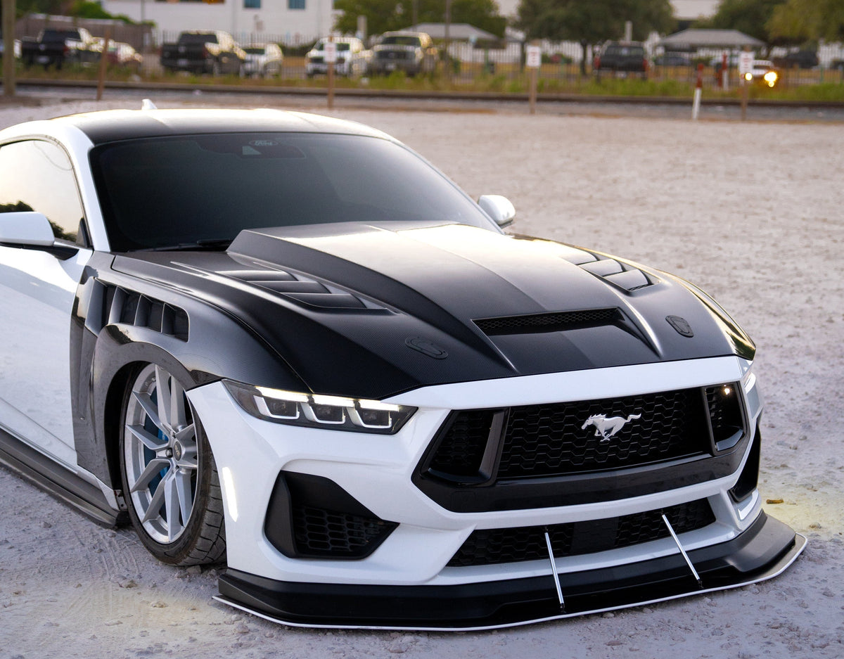 2024+ Mustang Carbon Fiber High Cowl Terminator Hood