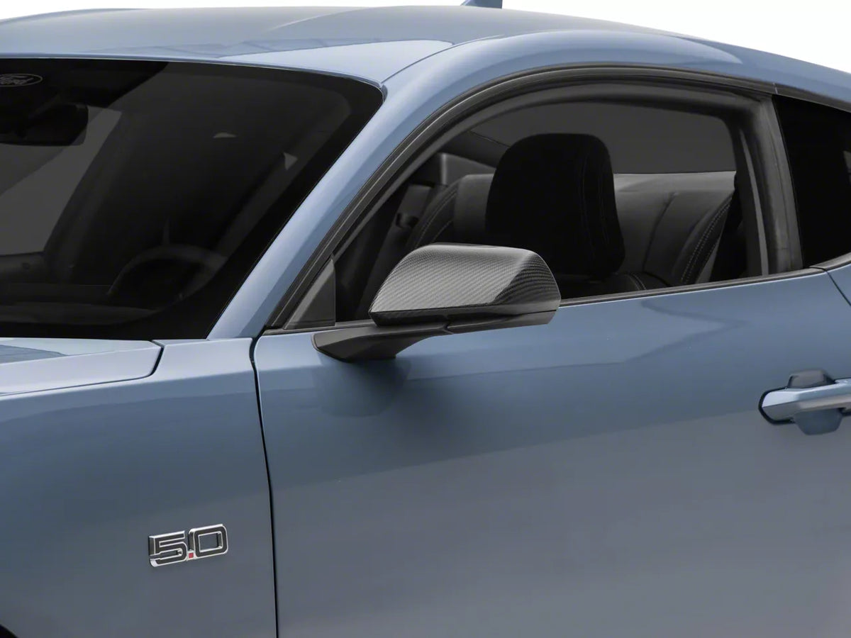 MMD Mirror Covers; Carbon Fiber (15-26 Mustang)