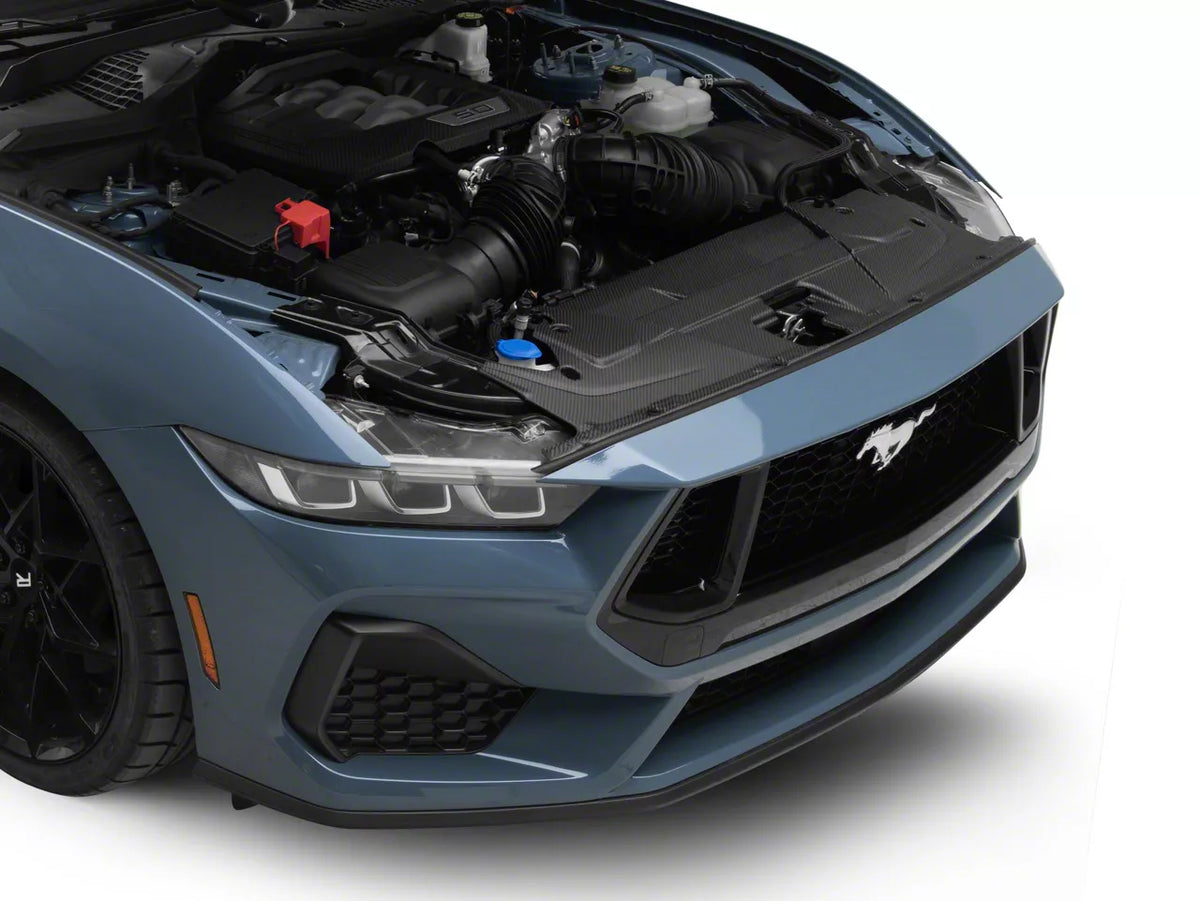 MMD Radiator Cover; Matte Carbon Fiber (24-26 Mustang)