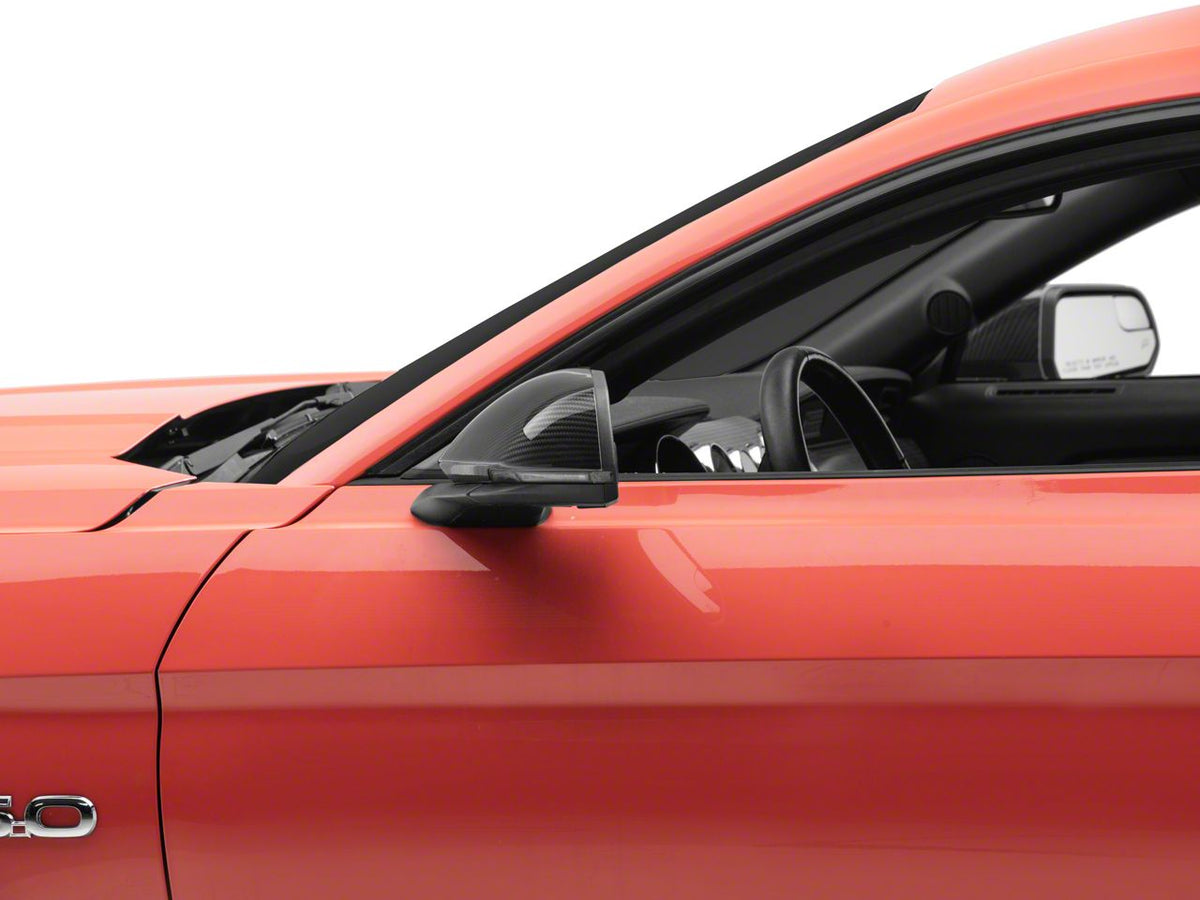 MMD Side Mirror Covers with Light Cutout; Carbon Fiber (15-26 Mustang)