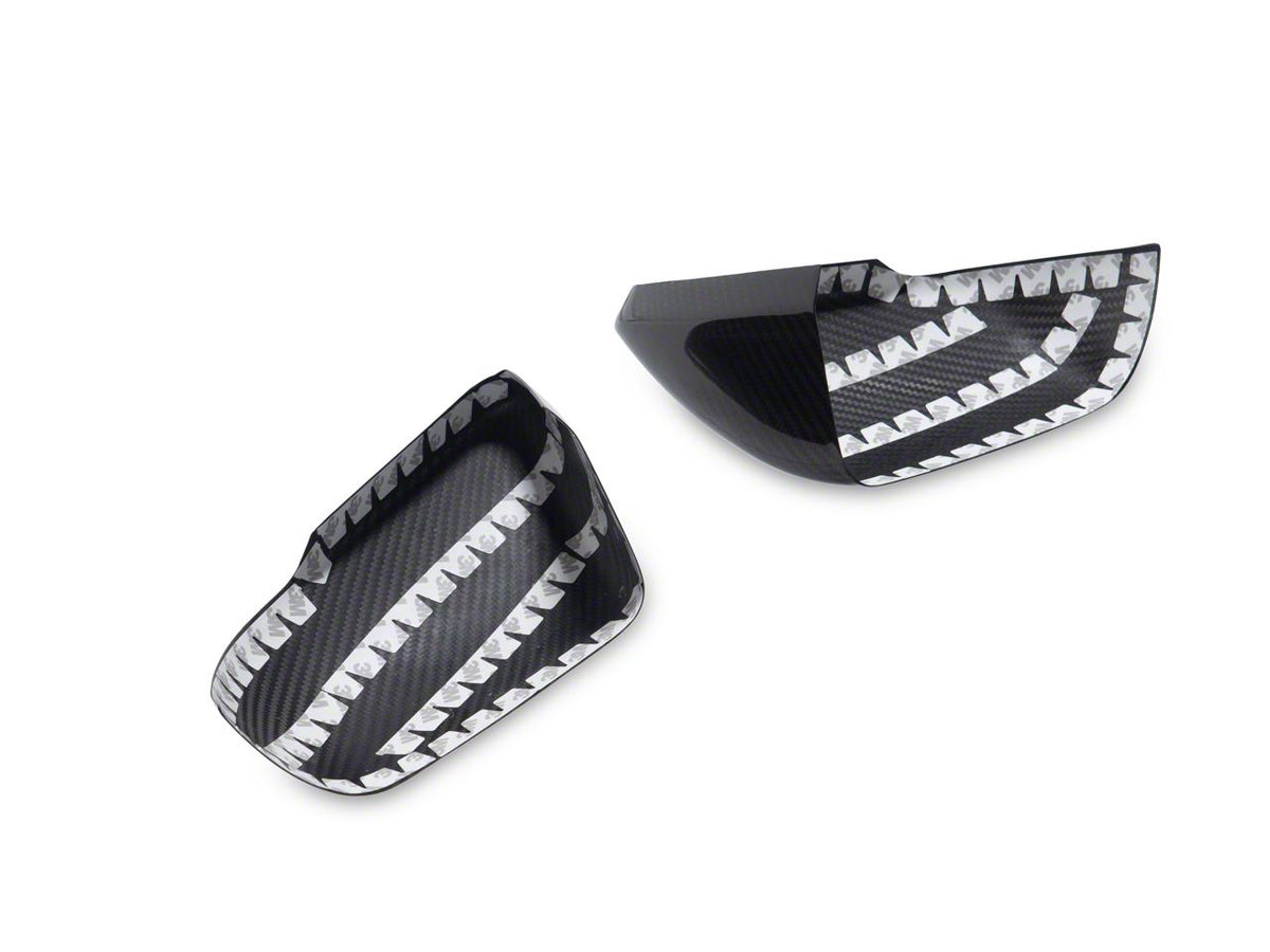 MMD Side Mirror Covers with Light Cutout; Carbon Fiber (15-26 Mustang)