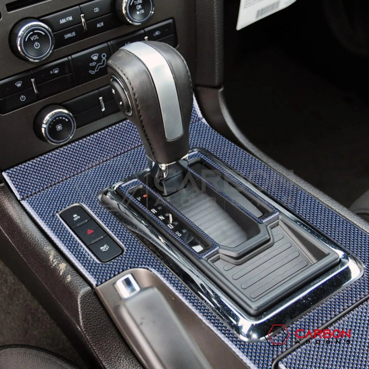 Reflective Carbon Fiber Center Console Trim Overlay For Mustang 2010-2014