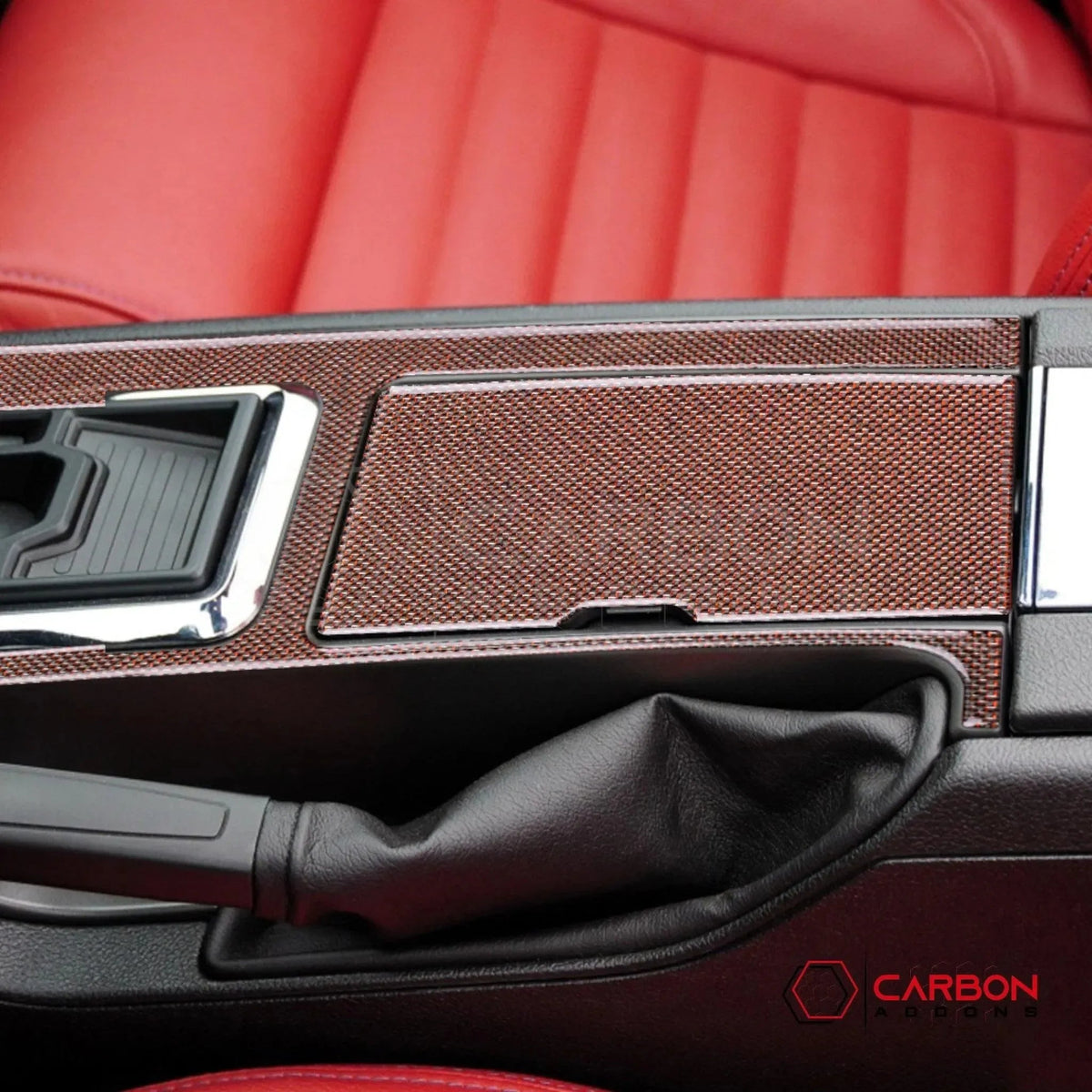 Reflective Carbon Fiber Center Console Trim Overlay For Mustang 2010-2014