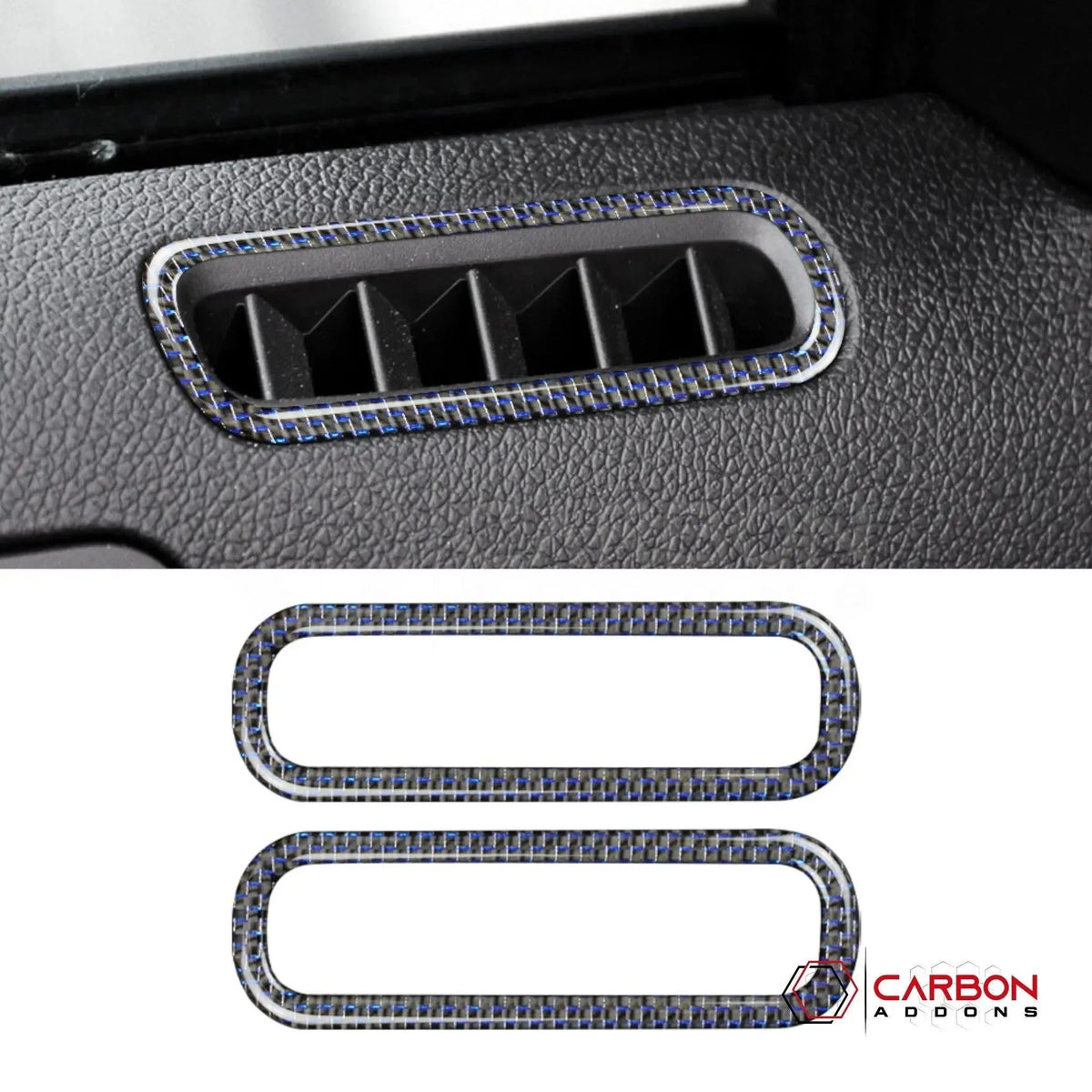 Reflective Carbon Fiber Door AC Vent Trim Overlay For Mustang 2010-2014
