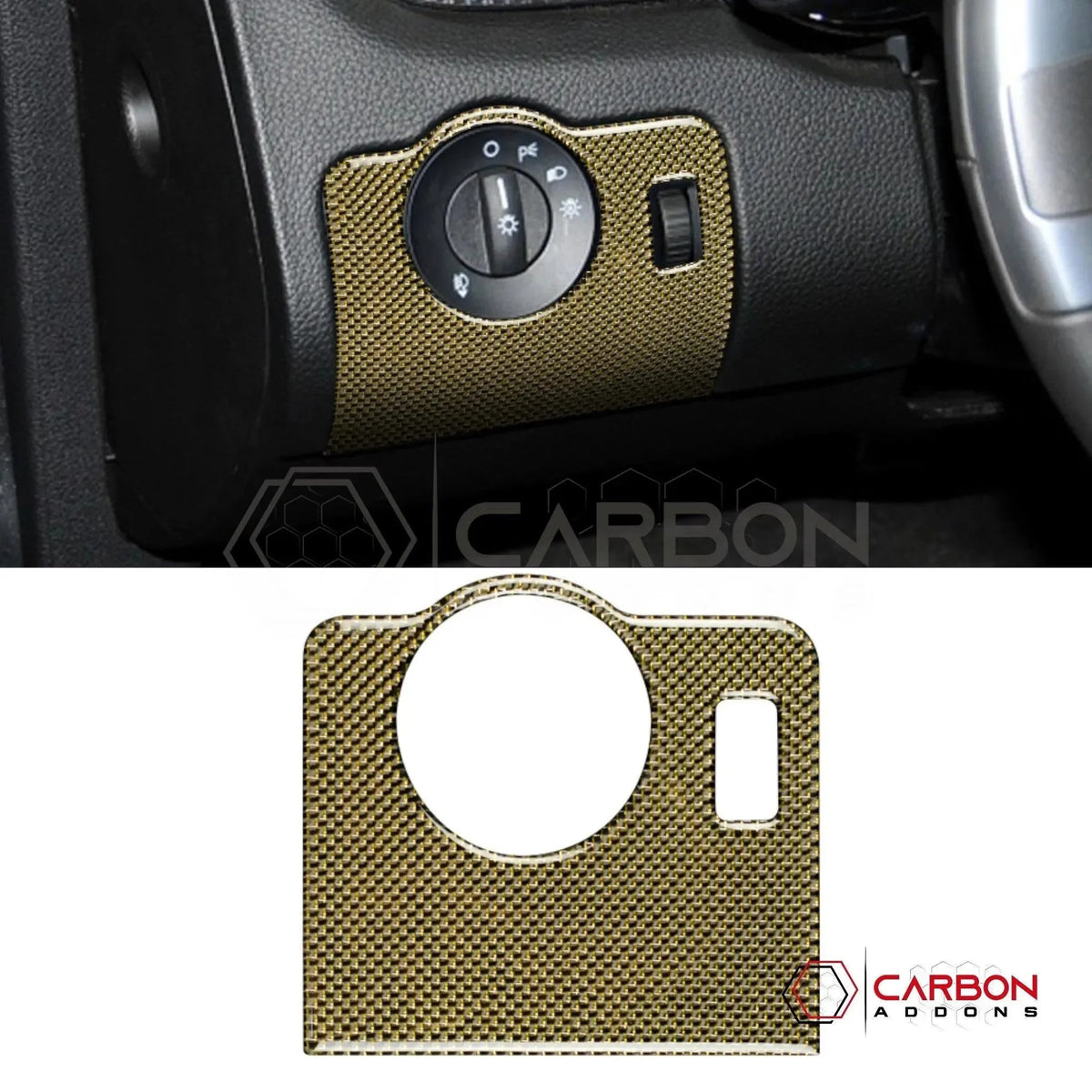Reflective Carbon Fiber Headlight Control Trim Overlay For Mustang 2010-2014