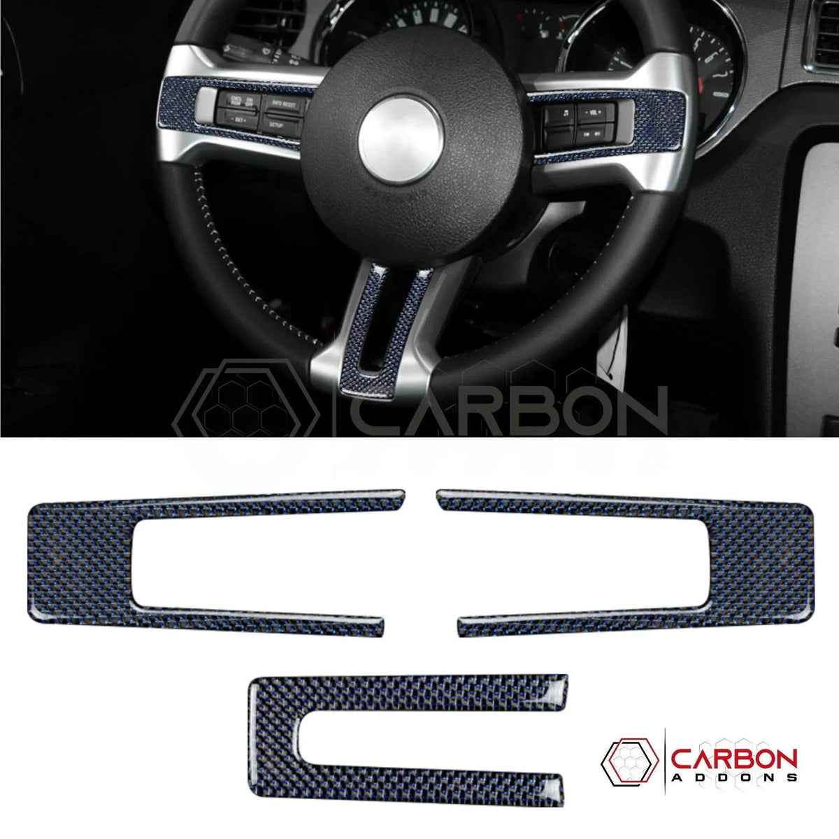 Reflective Carbon Fiber Steering Wheel Trim Overlay For Mustang 2010-2014