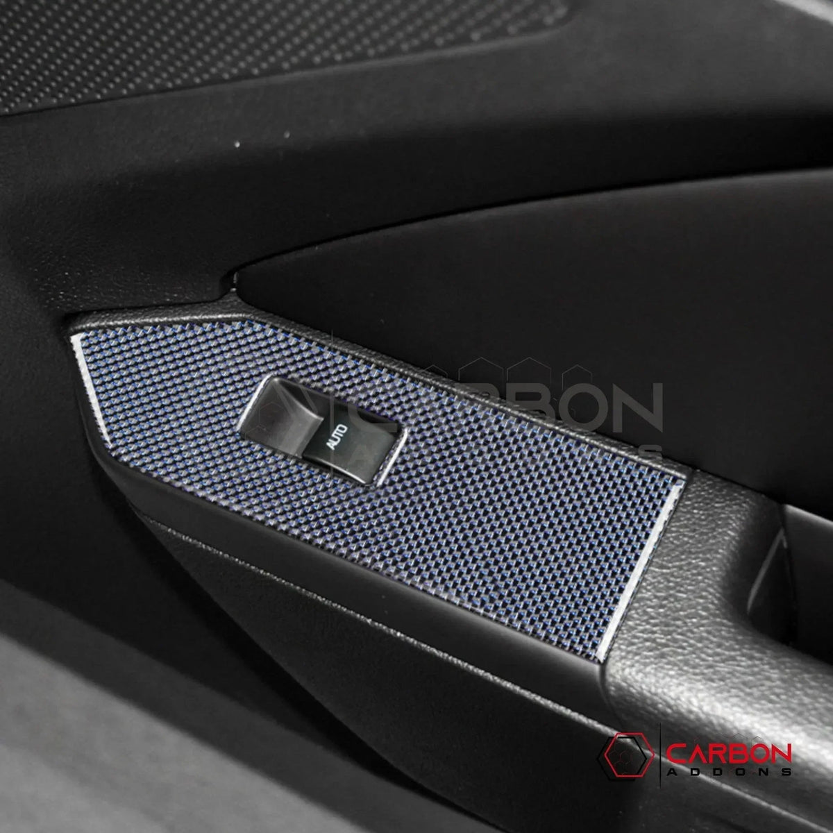 Reflective Carbon Fiber Window Switch Trim Overlay For Mustang 2010-2014