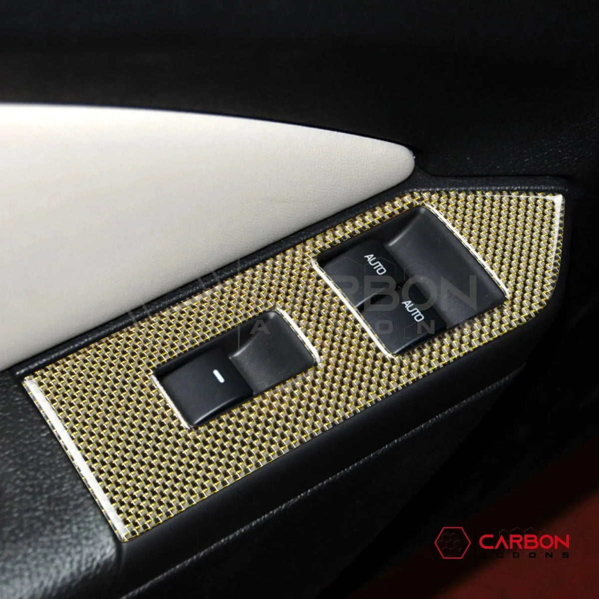 Reflective Carbon Fiber Window Switch Trim Overlay For Mustang 2010-2014