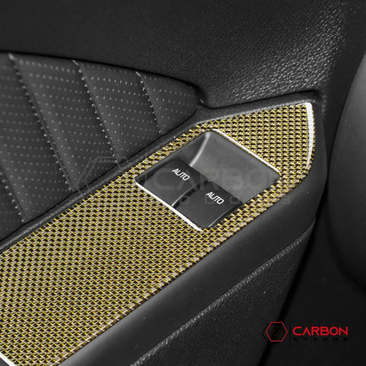 Reflective Carbon Fiber Window Switch Trim Overlay For Mustang 2010-2014