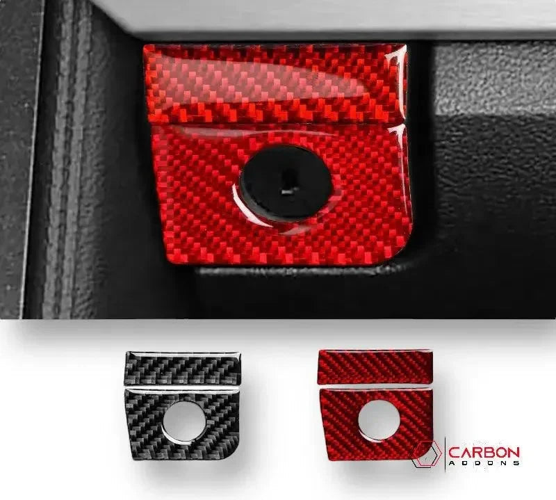 Carbon Fiber Glove Box Keyhole Trim Overlay for 2015–2023 Ford Mustang
