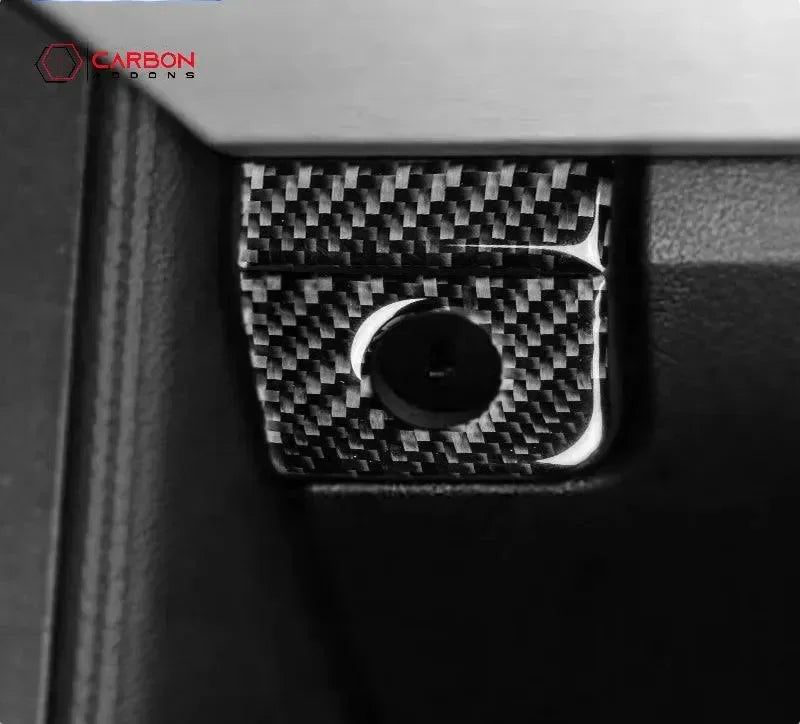 Carbon Fiber Glove Box Keyhole Trim Overlay for 2015–2023 Ford Mustang