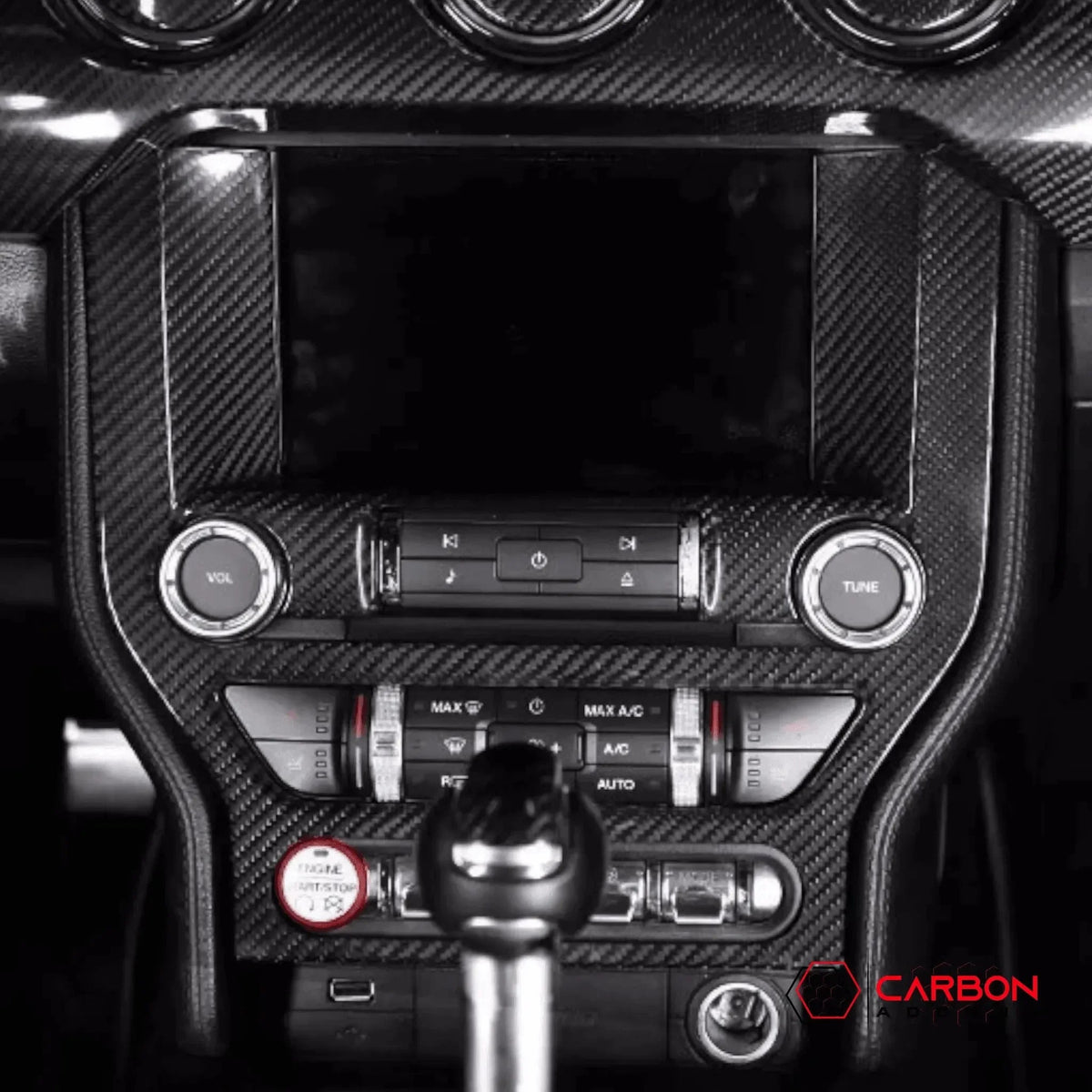 Carbon Fiber Infotainment Radio Trim Cover for Mustang 2015-2023