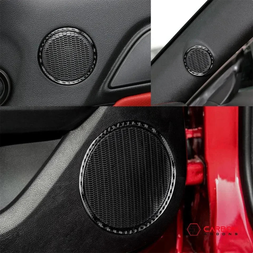 Carbon Fiber Speaker Outer Trim Overlay for 2015–2023 Ford Mustang