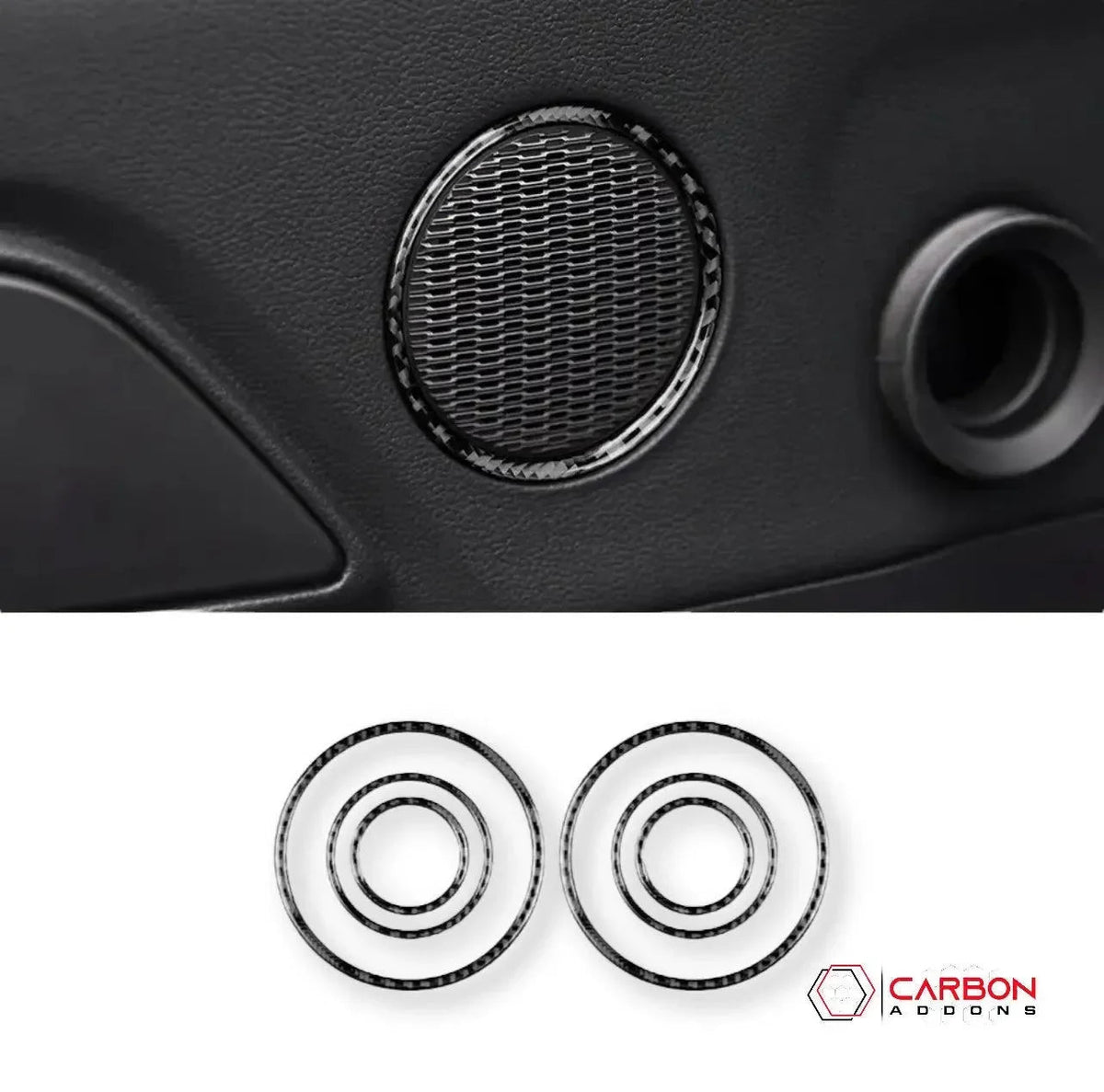 Carbon Fiber Speaker Outer Trim Overlay for 2015–2023 Ford Mustang