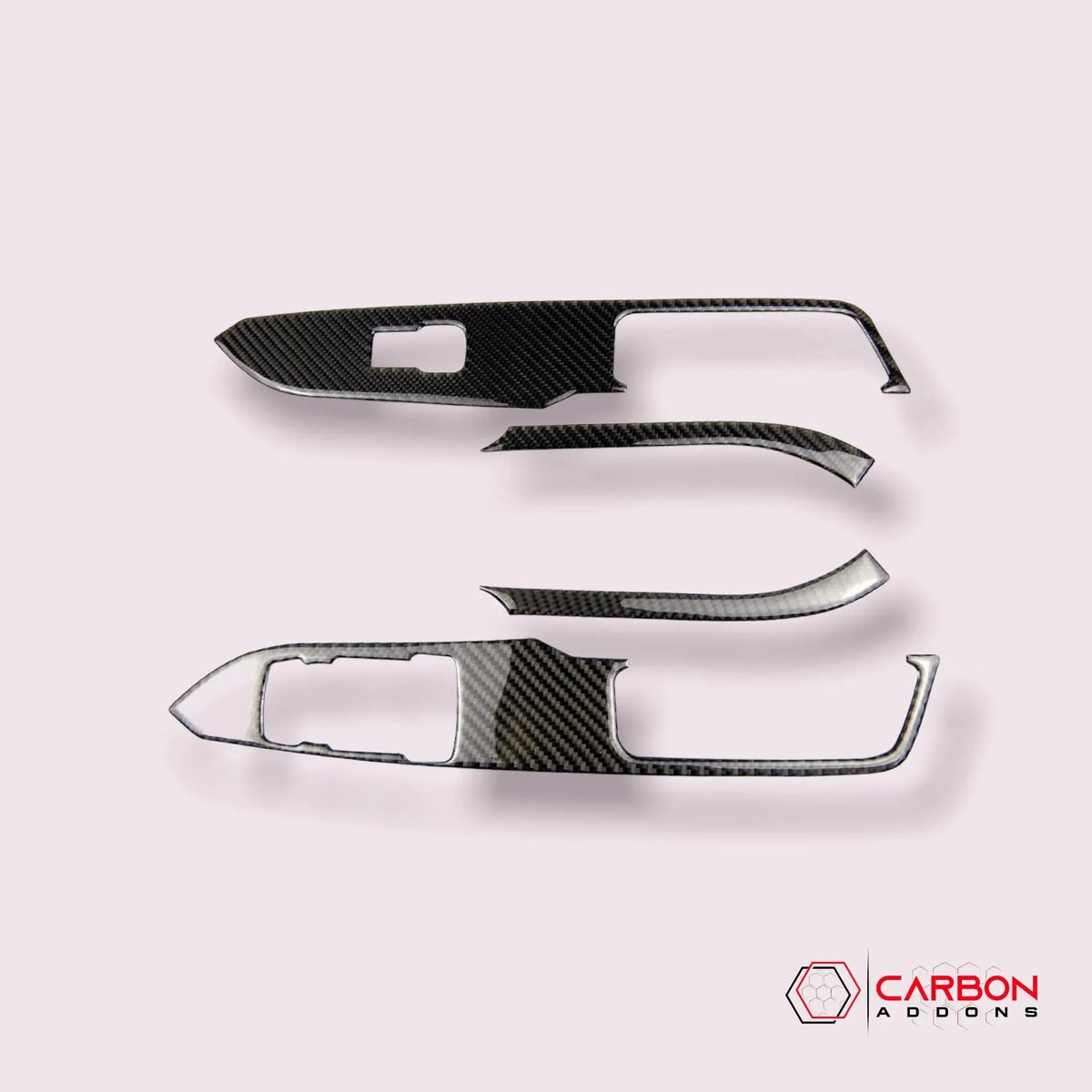 Carbon Fiber Window Control Panel Trim Overlay for Mustang 2015-2023