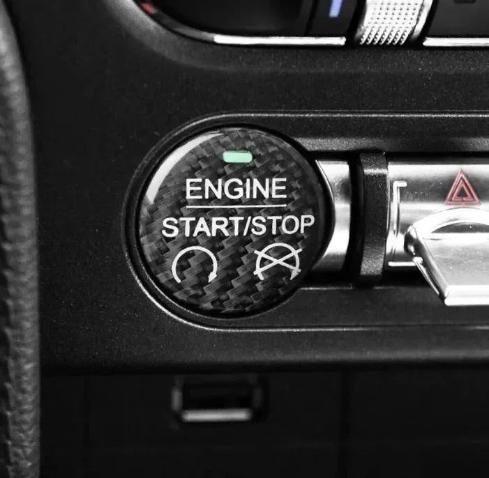 Engine Start Stop Button Carbon Fiber Cover for Mustang 2015-2023