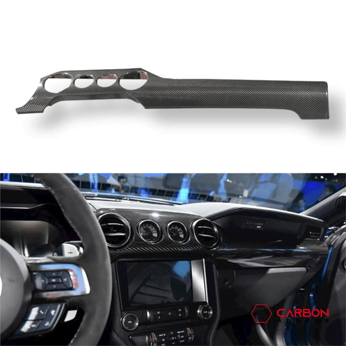 Hard Carbon Fiber Dashboard Cover For Mustang 2015-2023