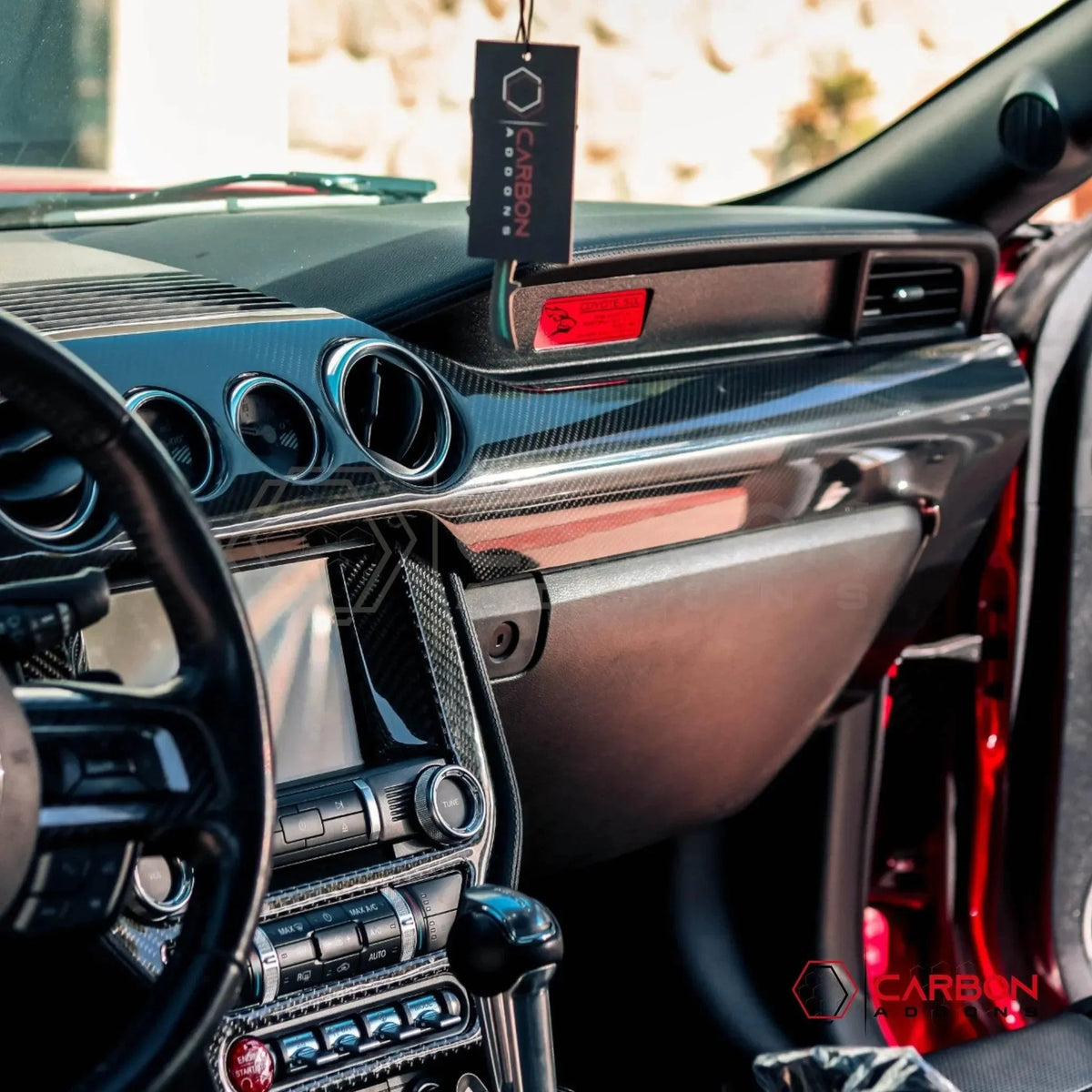 Hard Carbon Fiber Dashboard Cover For Mustang 2015-2023