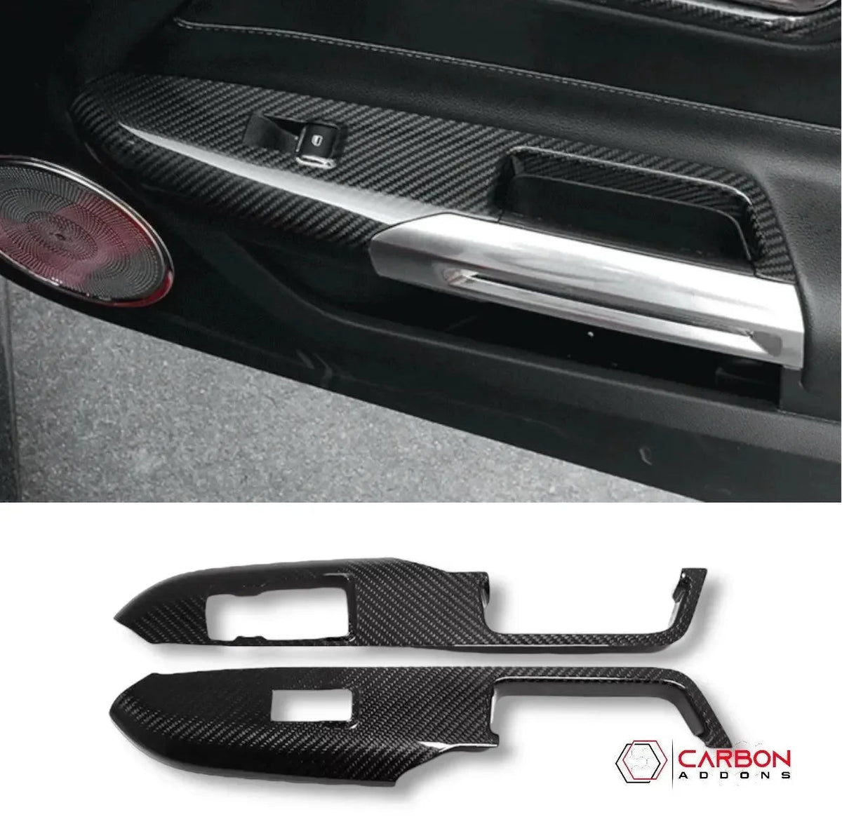 Hard Carbon Fiber Window Switch Panel Trim Covers for 2015–2023 Ford Mustang