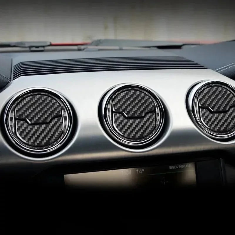 Real Carbon Fiber AC Air Vent Overlay for Mustang 2015-2023