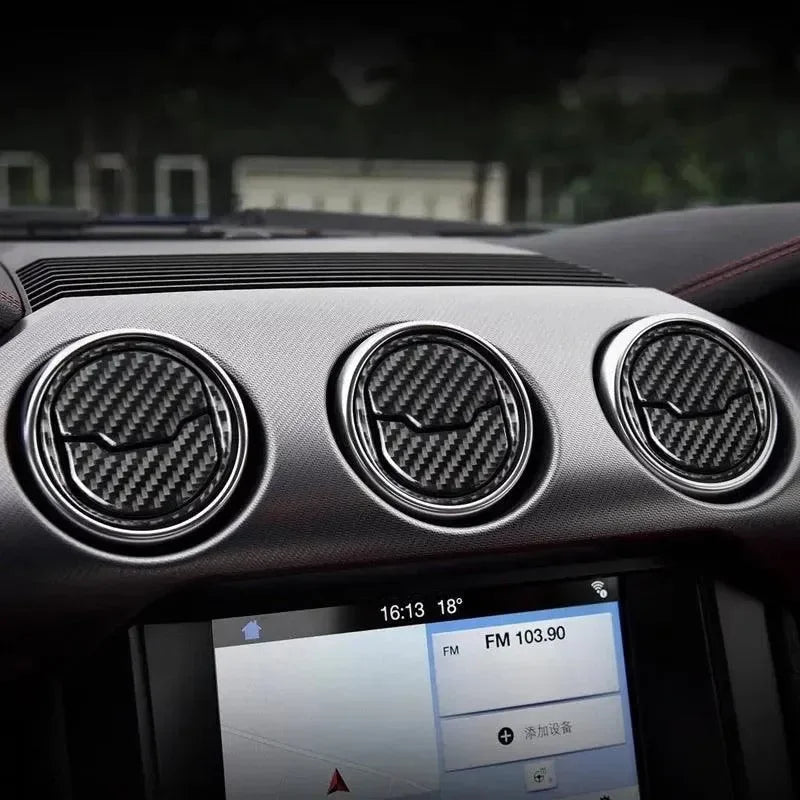 Real Carbon Fiber AC Air Vent Overlay for Mustang 2015-2023