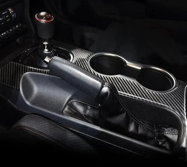 Real Carbon Fiber Center Console & Gear Shift Bezel Trim Overlay for Mustang 2015-2023