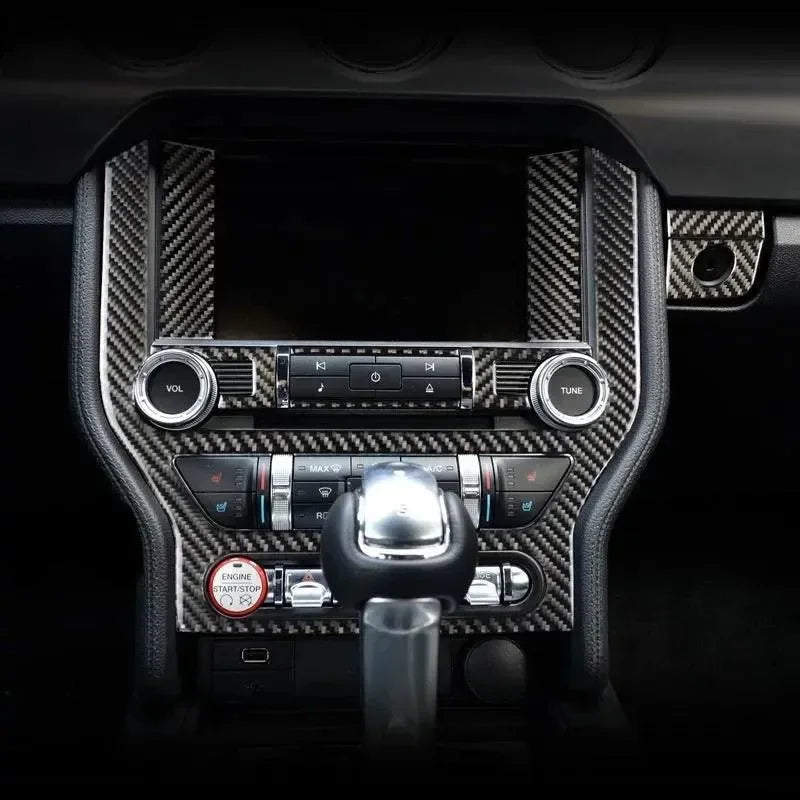 Real Carbon Fiber Infotainment Radio Overlay for Mustang 2015-2023