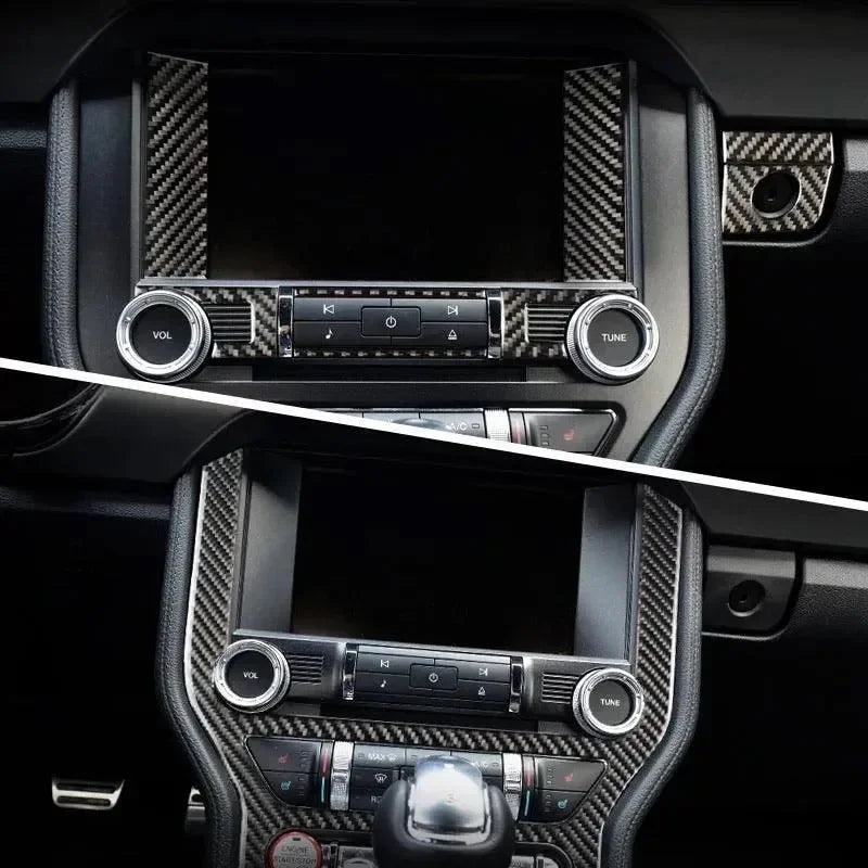 Real Carbon Fiber Infotainment Radio Overlay for Mustang 2015-2023