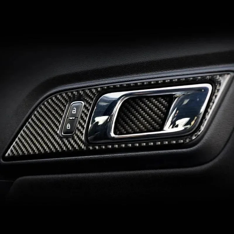 Real Carbon Fiber Interior Door Handle Overlay for Mustang 2015-2023