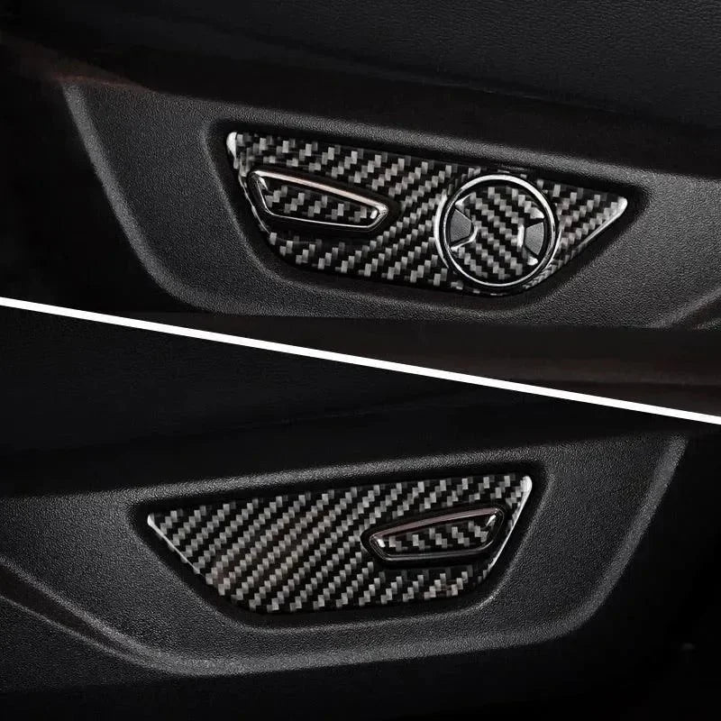 Real Carbon Fiber Seat Adjuster Button Trim Overlay for Mustang 2015-2023