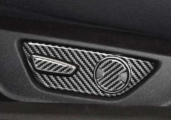 Real Carbon Fiber Seat Adjuster Button Trim Overlay for Mustang 2015-2023
