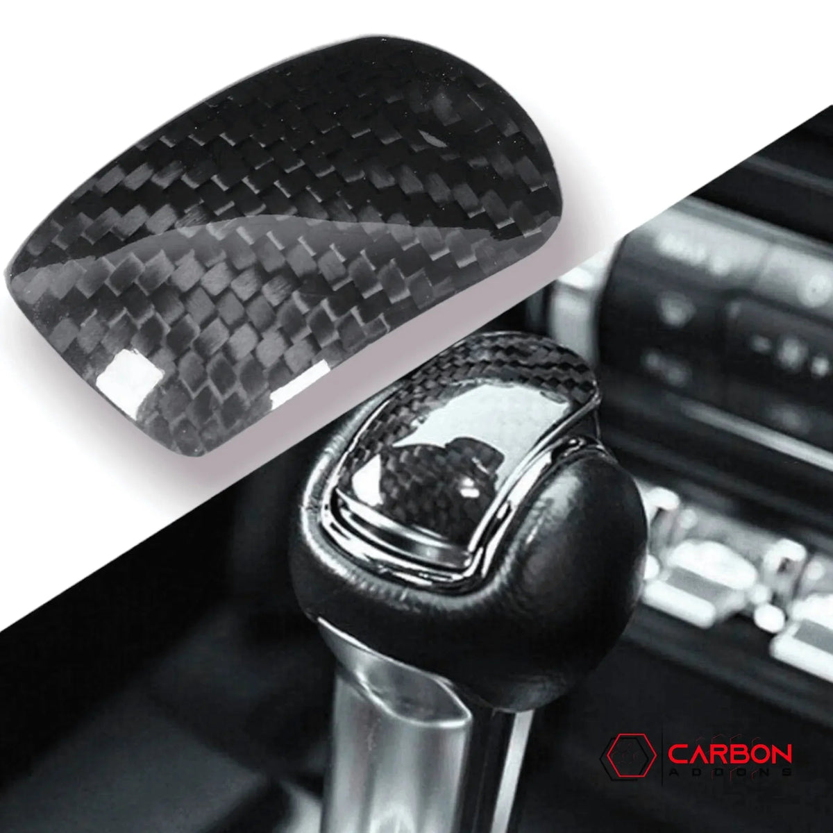 Real Carbon Fiber Shift Knob Button Trim Cover for Mustang 2015-2023