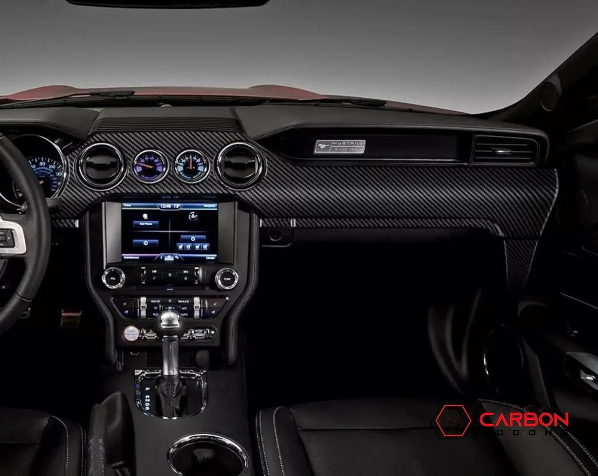 Real Carbon Fiber Whole Front Dash Overlay for Mustang 2015-2023
