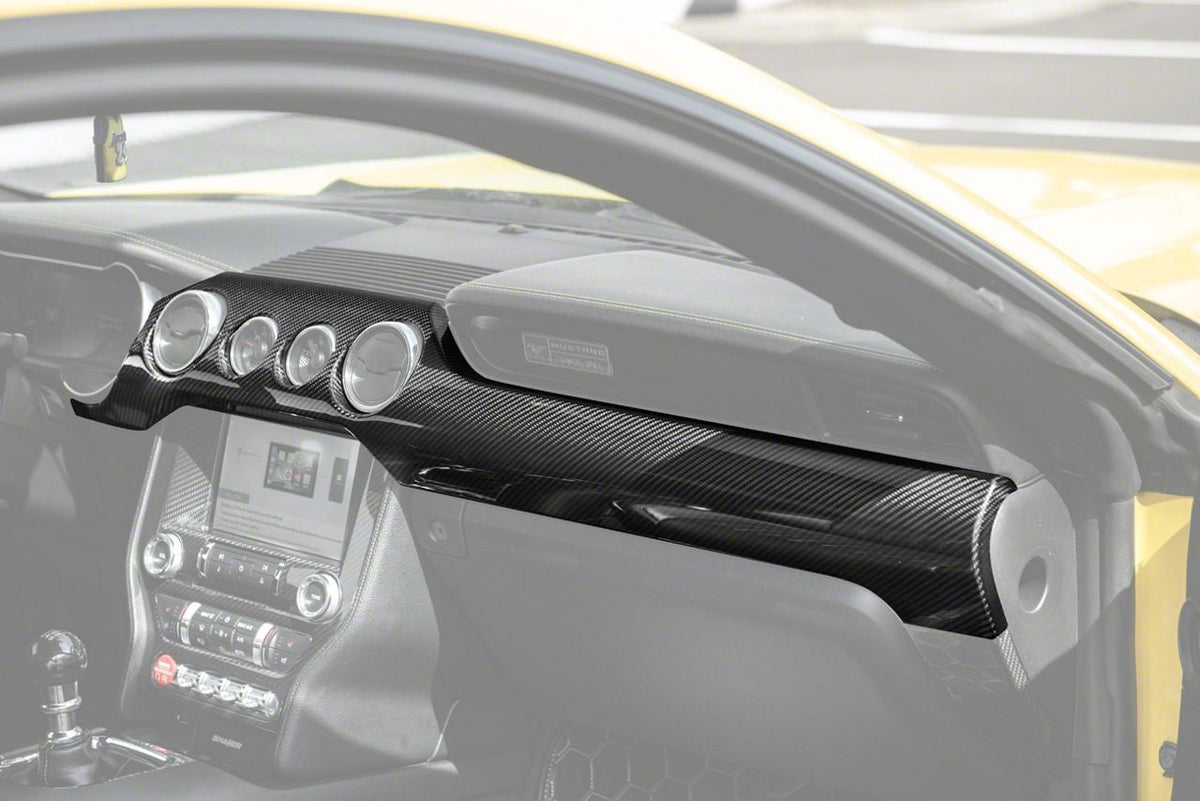 Factory Style Dashboard Trim Covers; Carbon Fiber (15-23 Mustang w/ 4 Center A/C Outlets)