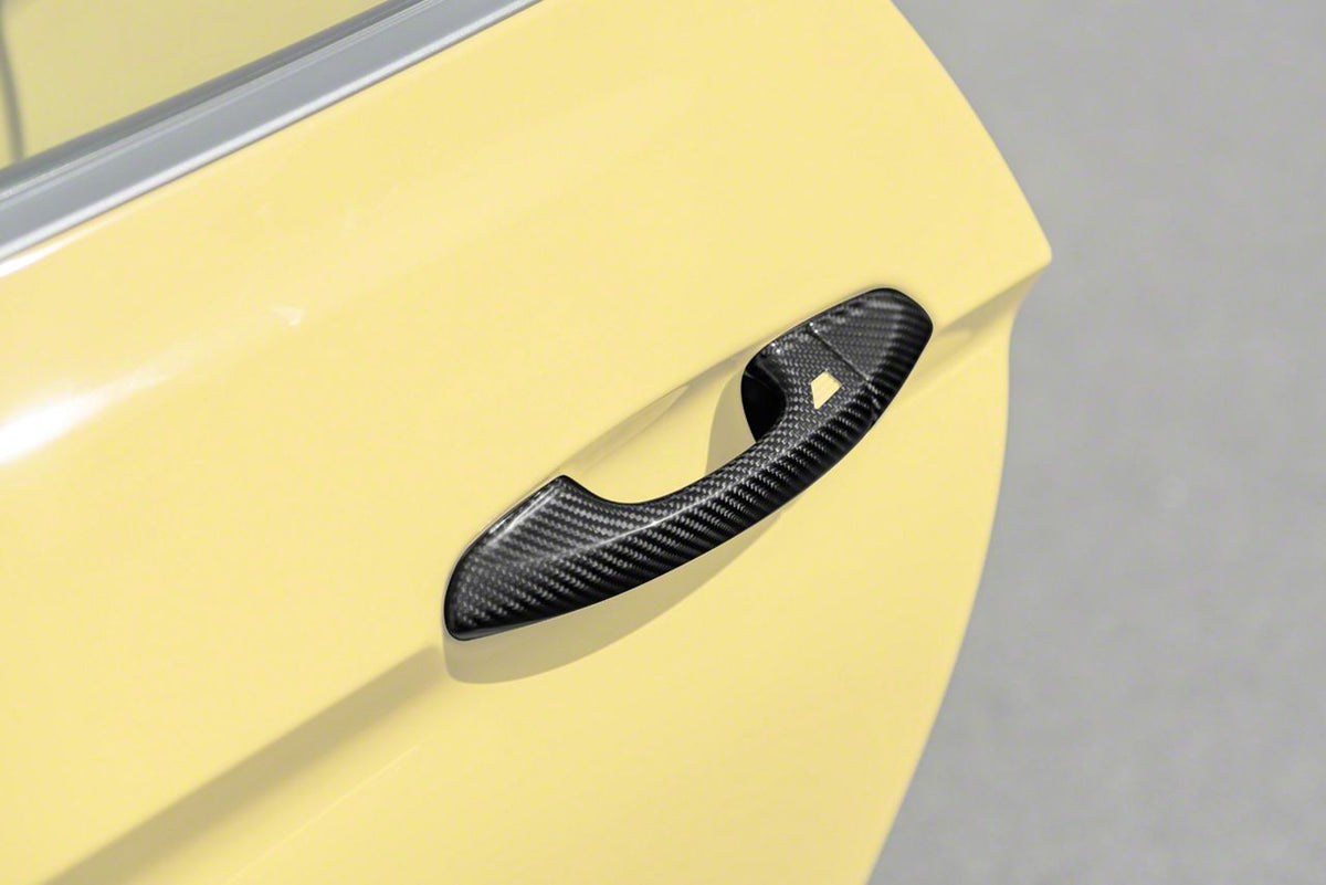 Factory Style Door Handle Covers; Carbon Fiber (15-23 Mustang)