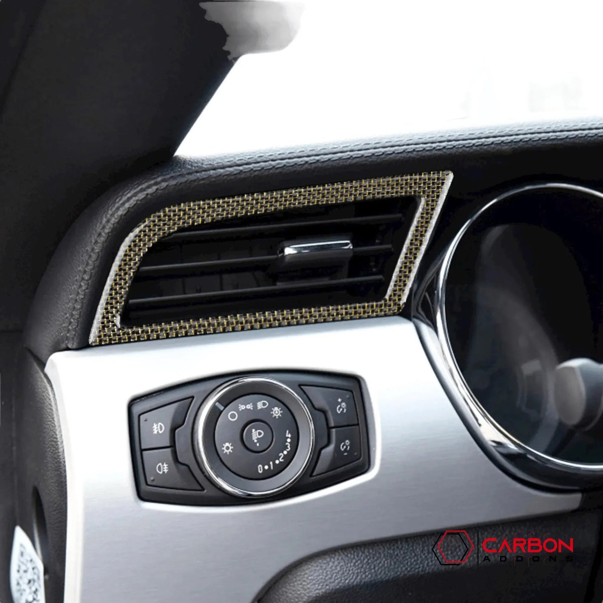Reflective Carbon Fiber Dashboard AC Vent Trim Overlay for Mustang 2015-2023 -2pcs