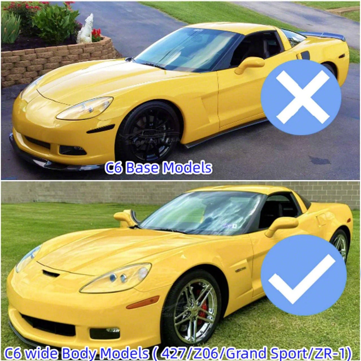 SuperAutoUSA ZR1 Style Front Splitter; Gloss Black (05-13 Corvette C6, Excluding Base)