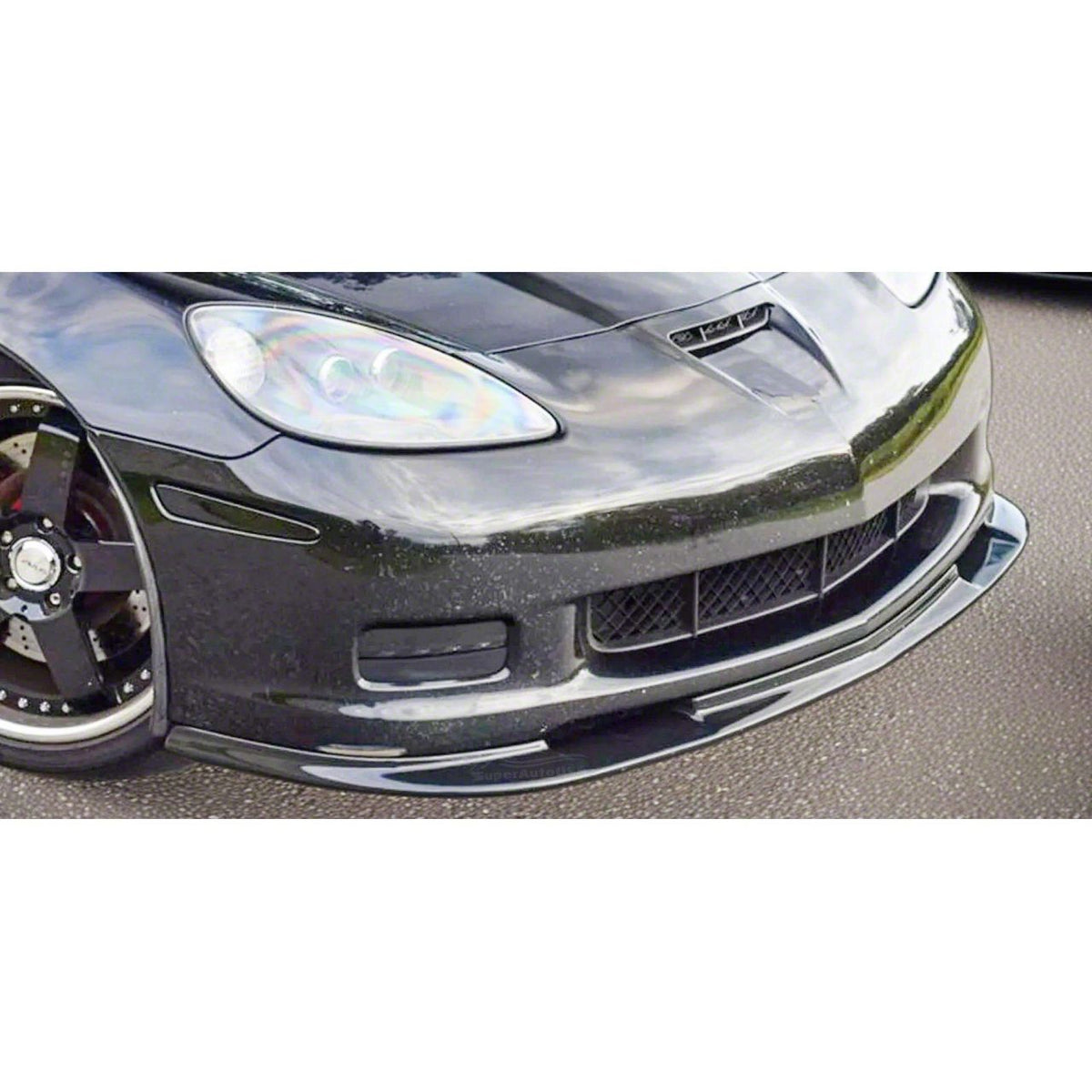 SuperAutoUSA ZR1 Style Front Splitter; Gloss Black (05-13 Corvette C6, Excluding Base)