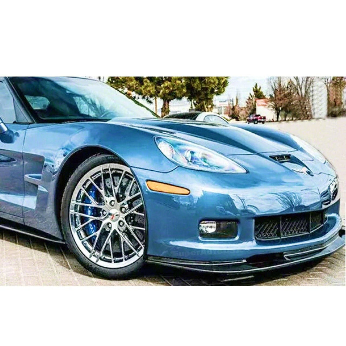 SuperAutoUSA ZR1 Style Front Splitter; Gloss Black (05-13 Corvette C6, Excluding Base)