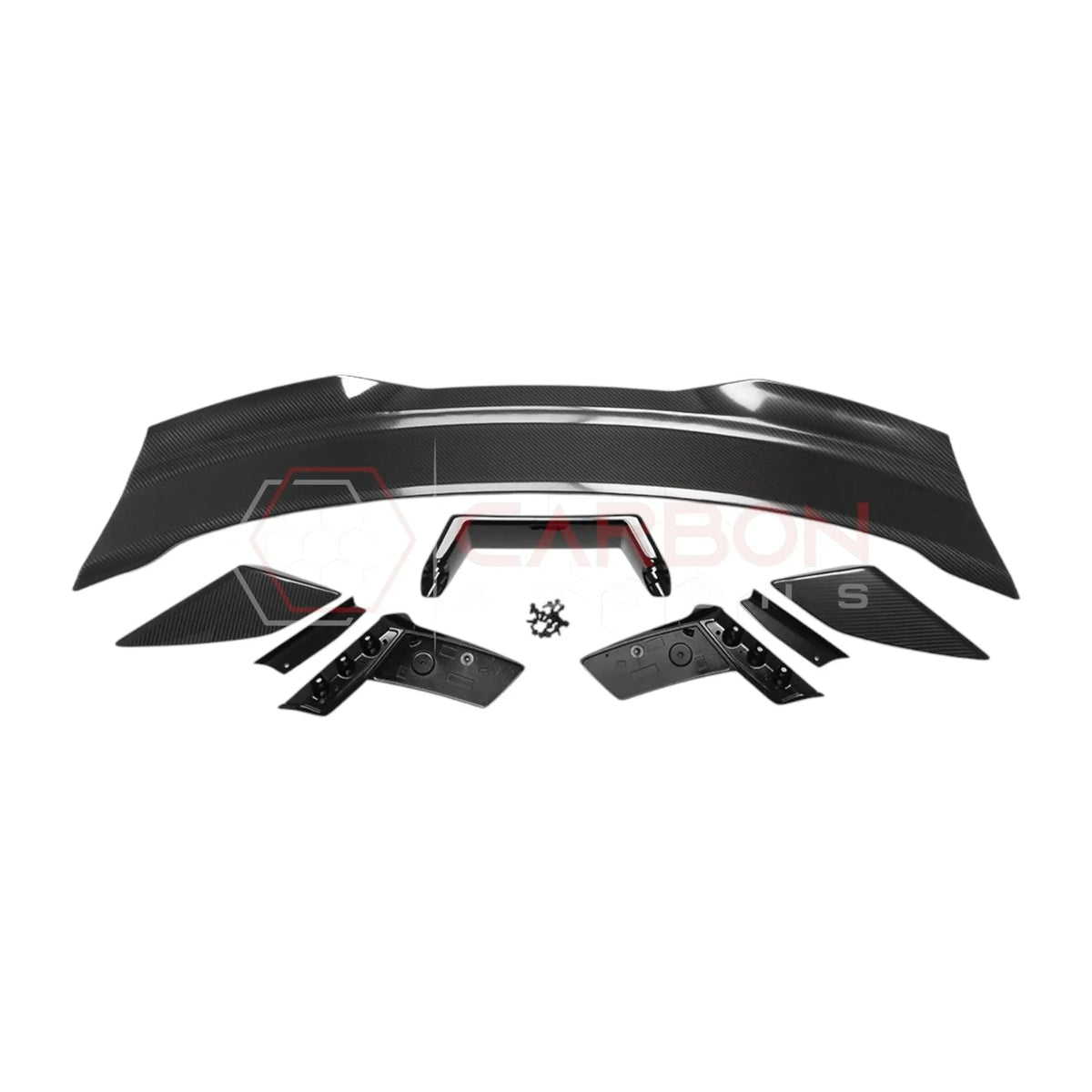 Dark Horse-Style Carbon Fiber Rear Spoiler with Integrated Gurney Flap for 2024+ Ford Mustang