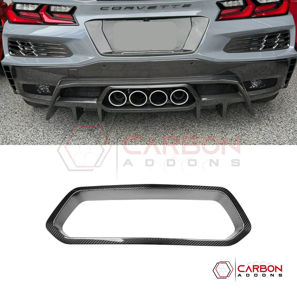 C8 Corvette Z06 / ERay Carbon Fiber Exhaust Tail Pipe Surround Trim Cover
