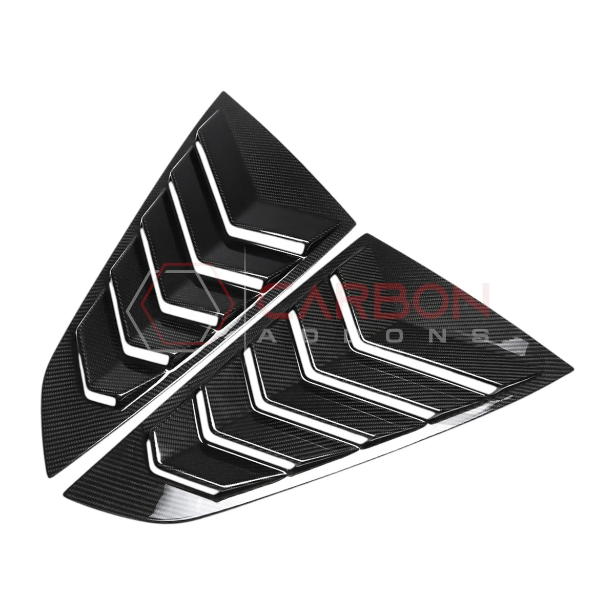 Real Carbon Fiber Rear Quarter Window Louvers for 2024+ Ford Mustang